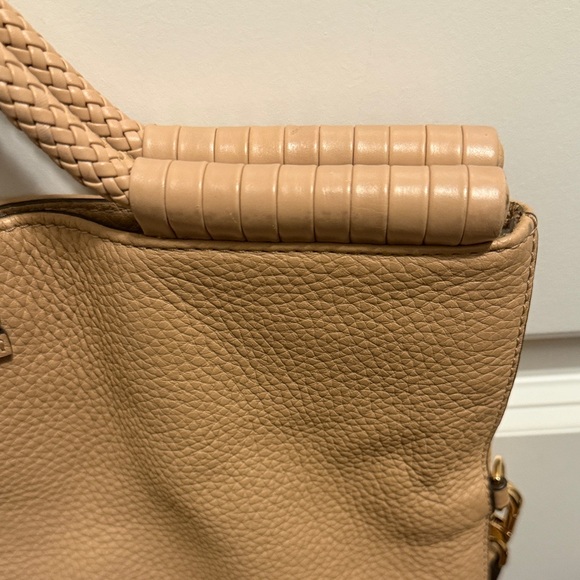 Tory Burch Beige Tan Pebbled Leather Tote/Crossbody with Braided Top Handle - Picture 8 of 13